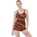 Waves Pattern Abstract Neutrals Boyleg Tankini Set 