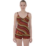 Waves Pattern Abstract Neutrals Tie Front Two Piece Tankini