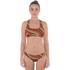 Waves Pattern Abstract Neutrals Cross Back Hipster Bikini Set from ArtsNow.com