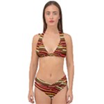 Waves Pattern Abstract Neutrals Double Strap Halter Bikini Set