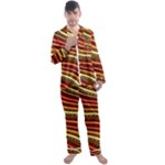 Waves Pattern Abstract Neutrals Men s Long Sleeve Satin Pajamas Set