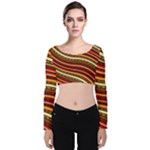 Waves Pattern Abstract Neutrals Velvet Long Sleeve Crop Top