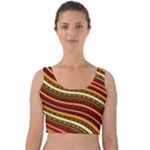 Waves Pattern Abstract Neutrals Velvet Crop Top