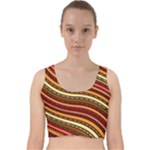 Waves Pattern Abstract Neutrals Velvet Racer Back Crop Top