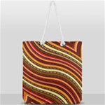 Waves Pattern Abstract Neutrals Full Print Rope Handle Tote (Large)