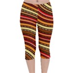 Waves Pattern Abstract Neutrals Velvet Capri Leggings 