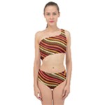 Waves Pattern Abstract Neutrals Spliced Up Two Piece Swimsuit