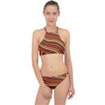 Waves Pattern Abstract Neutrals Halter Bikini Set