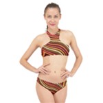 Waves Pattern Abstract Neutrals High Neck Bikini Set