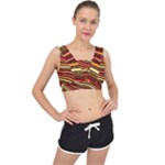 Waves Pattern Abstract Neutrals V-Back Sports Bra