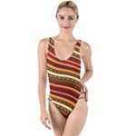 Waves Pattern Abstract Neutrals High Leg Strappy Swimsuit