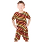 Waves Pattern Abstract Neutrals Kids  T-Shirt and Shorts Set