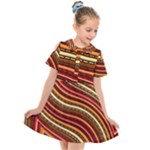 Waves Pattern Abstract Neutrals Kids  Short Sleeve Shirt Dress