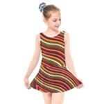 Waves Pattern Abstract Neutrals Kids  Skater Dress Swimsuit