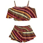 Waves Pattern Abstract Neutrals Kids  Off Shoulder Skirt Bikini