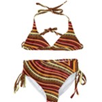 Waves Pattern Abstract Neutrals Kids  Classic Bikini Set