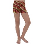 Waves Pattern Abstract Neutrals Kids  Lightweight Velour Yoga Shorts