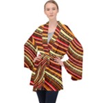 Waves Pattern Abstract Neutrals Long Sleeve Velvet Kimono 