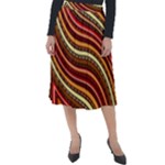 Waves Pattern Abstract Neutrals Classic Velour Midi Skirt 