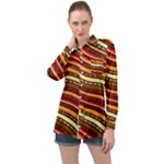 Waves Pattern Abstract Neutrals Long Sleeve Satin Shirt