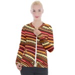 Waves Pattern Abstract Neutrals Casual Zip Up Jacket