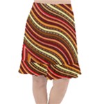 Waves Pattern Abstract Neutrals Fishtail Chiffon Skirt