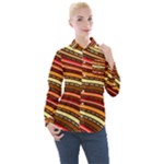 Waves Pattern Abstract Neutrals Women s Long Sleeve Pocket Shirt