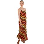 Waves Pattern Abstract Neutrals Cami Maxi Ruffle Chiffon Dress