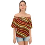 Waves Pattern Abstract Neutrals Off Shoulder Short Sleeve Top