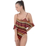 Waves Pattern Abstract Neutrals Drape Piece Swimsuit