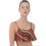 Waves Pattern Abstract Neutrals Frill Bikini Top