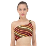 Waves Pattern Abstract Neutrals Spliced Up Bikini Top 