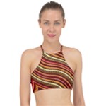 Waves Pattern Abstract Neutrals Halter Bikini Top