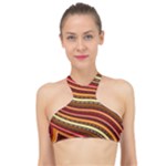 Waves Pattern Abstract Neutrals High Neck Bikini Top