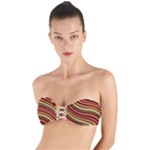 Waves Pattern Abstract Neutrals Twist Bandeau Bikini Top