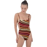 Waves Pattern Abstract Neutrals Tie Strap One Piece Swimsuit