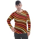 Waves Pattern Abstract Neutrals Men s Pique Long Sleeve T-Shirt