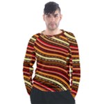 Waves Pattern Abstract Neutrals Men s Long Sleeve Raglan T-Shirt