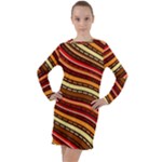 Waves Pattern Abstract Neutrals Long Sleeve Hoodie Dress