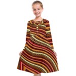 Waves Pattern Abstract Neutrals Kids  Midi Sailor Dress