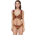 Waves Pattern Abstract Neutrals Low Cut Ruffle Edge Bikini Set