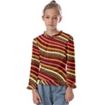 Waves Pattern Abstract Neutrals Kids  Frill Detail T-Shirt