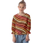 Waves Pattern Abstract Neutrals Kids  Cuff Sleeve Top