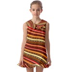 Waves Pattern Abstract Neutrals Kids  Pilgrim Collar Ruffle Hem Dress