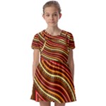 Waves Pattern Abstract Neutrals Kids  Short Sleeve Pinafore Style Dress