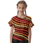 Waves Pattern Abstract Neutrals Kids  Cut Out Flutter Sleeves