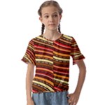 Waves Pattern Abstract Neutrals Kids  Cuff Sleeve Scrunch Bottom T-Shirt