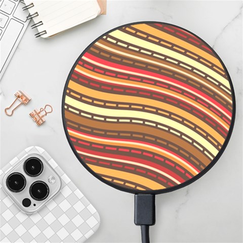 Waves Pattern Abstract Neutrals Wireless Fast Charger(Black) from ArtsNow.com