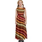 Waves Pattern Abstract Neutrals Kids  Satin Sleeveless Maxi Dress