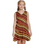 Waves Pattern Abstract Neutrals Kids  Sleeveless Tiered Mini Dress